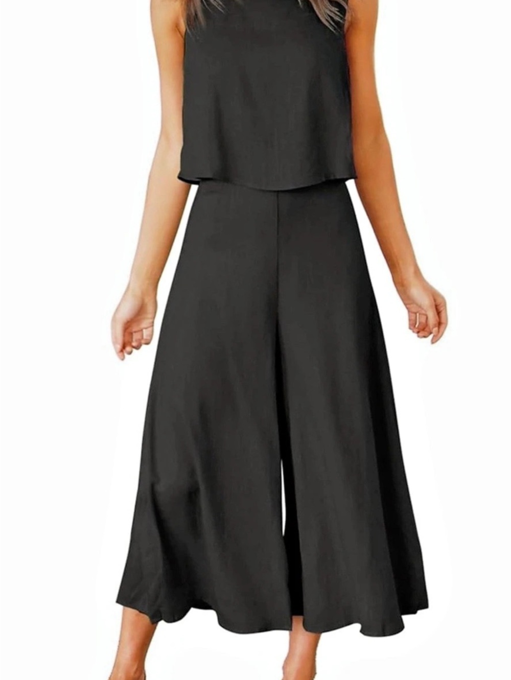 XS Black Wide-Leg Jumpsuit Size Small Like New